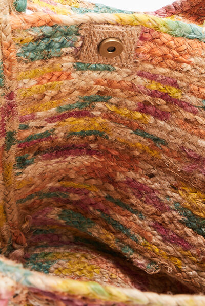 Sac cabas en paille multicolore femme