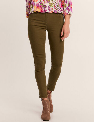 Pantalon léger taille standard 7/8ème vert kaki femme