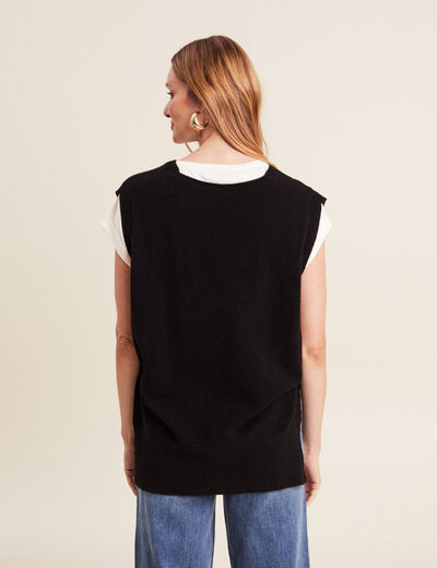 Pull sans manches noir femme