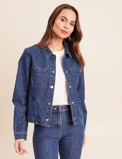 Veste manches longues en jean denim stone femme