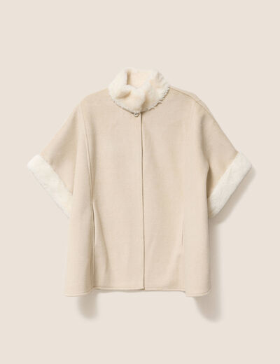 Poncho cape coupe ample ivoire femme