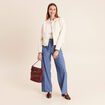 Pantalon coupe large taille haute fluide denim double stone femme