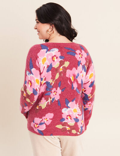 Pull manches longues rose femme