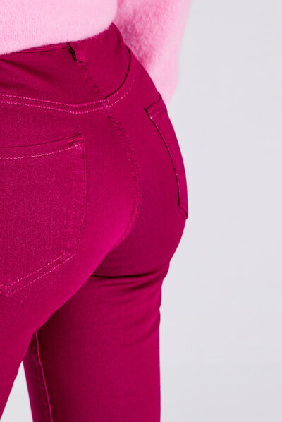 Pantalon ajusté réversible rose femme