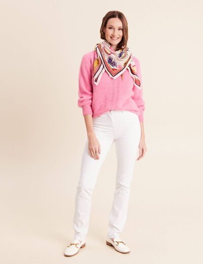 Jean coupe ajust&eacute;e long blanc femme
