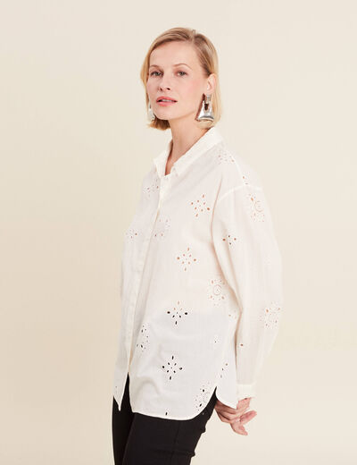 Chemise manches longues ecru femme