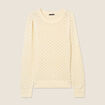 Pull manches longues ajouré jaune clair femme