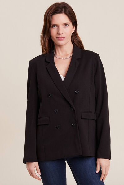 Veste tailleur ajustée noir femme