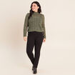 Legging 7/8&egrave;me taille bascul&eacute;e en maille noir femme