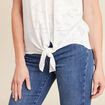 blouse col tunisien manches courtes blanc femme