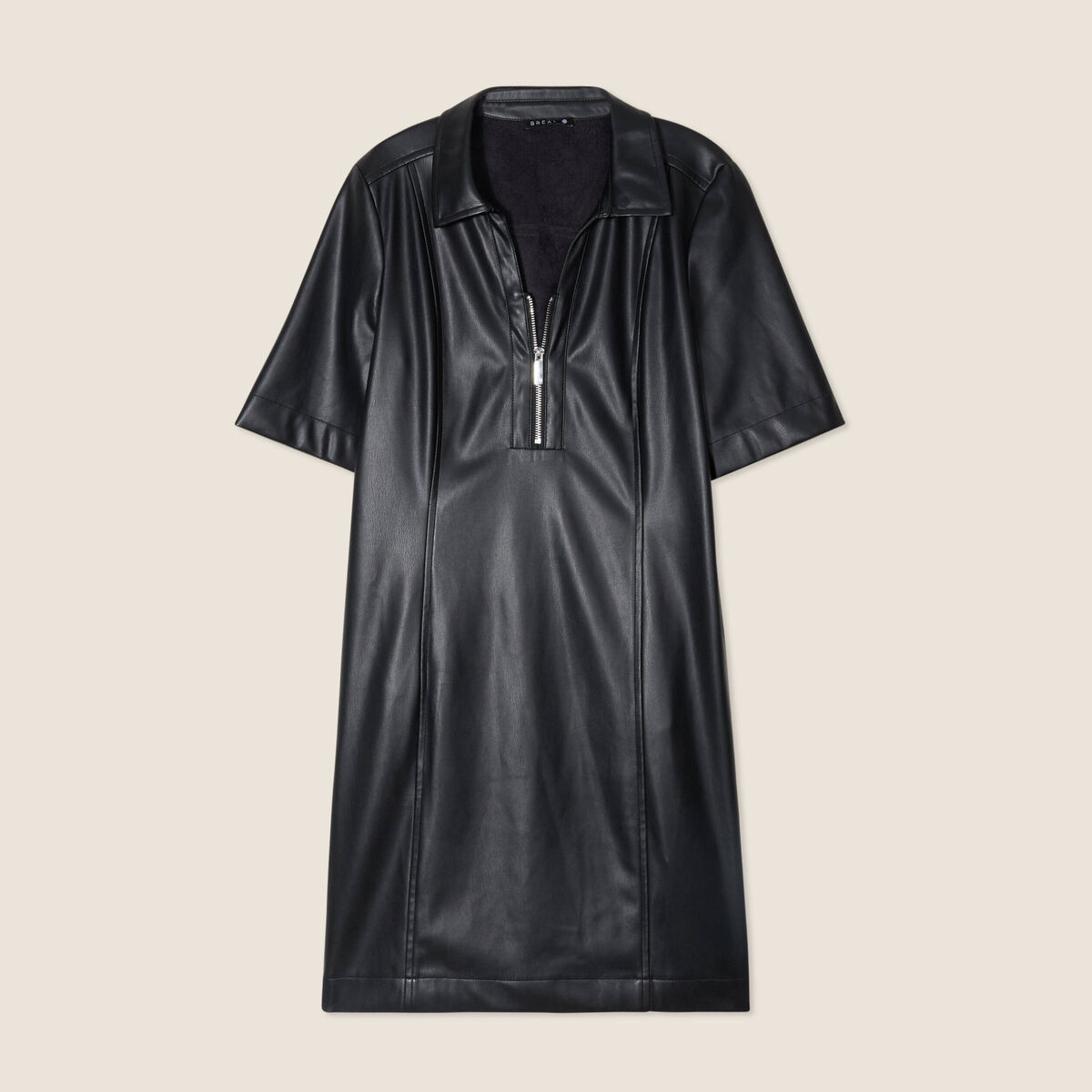 Robe droite simili cuir noir femme