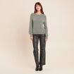 Pull col rond manches longues vert clair femme