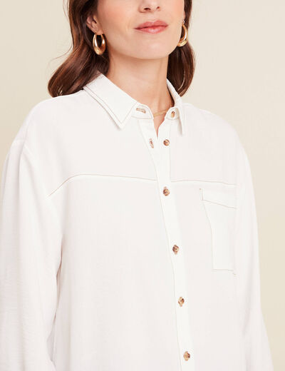 Chemise fluide manches longues ecru femme