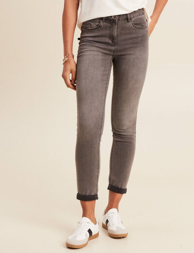 Jean coupe ajust&eacute;e 7/8&egrave;me gris femme