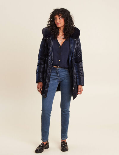 Jean ajusté ceinturé denim stone femme