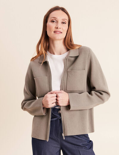 Gilet r&eacute;versible manches longues vert femme