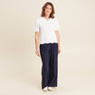 Pull manches courtes col polo blanc femme