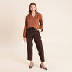 Jogging boyfriend 7/8&egrave;me en velours marron fonc&eacute; femme