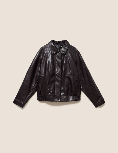 Blouson col montant marron femme