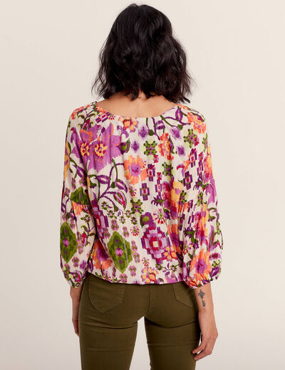 Blouse manches 3/4 prune femme