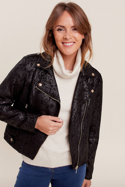 Veste perfecto suédine noir femme