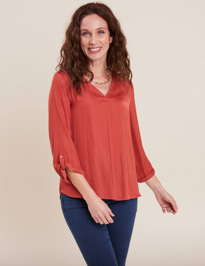Blouse manches 3/4 vieux rose femme