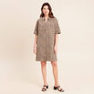 Robe courte droite imprim&eacute;e l&eacute;opard marron femme