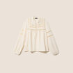 Blouse boh&egrave;me maille cr&ecirc;p&eacute;e ecru femme