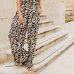 Pantalon large taille haute noir femme