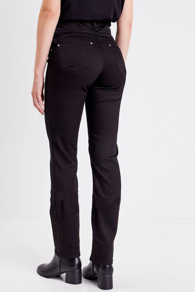 Jean droit effet gainant denim noir femme