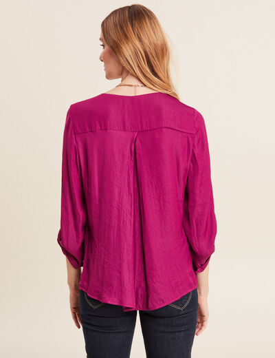 Blouse manches 3/4 violet femme