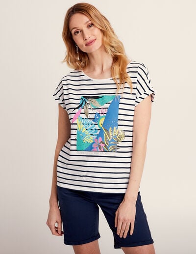 T-shirt manches courtes ecru femme