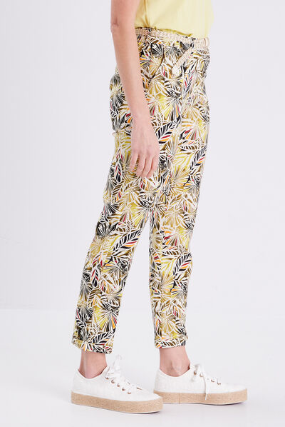 Pantalon à ceinture vert femme