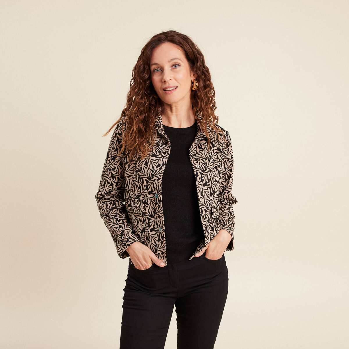 Veste droite doublée noir femme