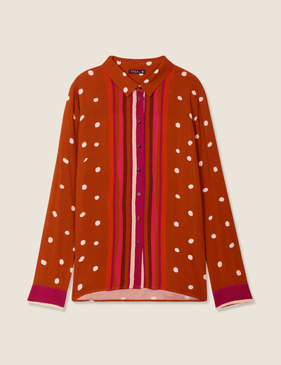 Chemise manches longues marron cognac femme