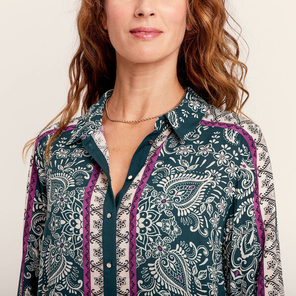 Chemise manches longues vert femme