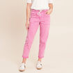 Jean coupe mom 7/8&egrave;me rose fushia femme