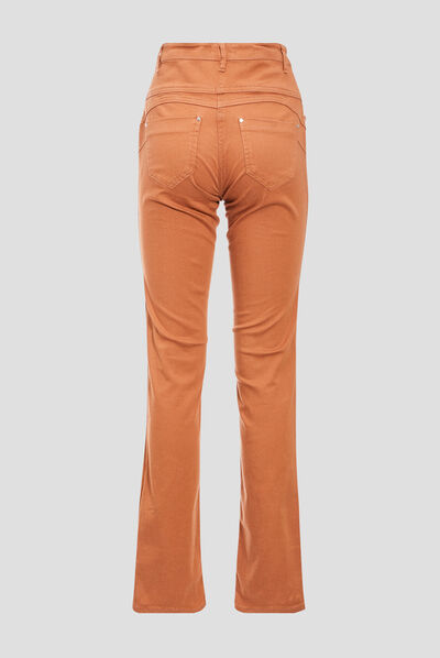 Pantalon droit camel femme