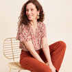 Blouse fluide manches courtes orange femme