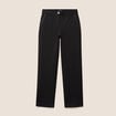 Pantalon droit 7/8&egrave;me taille bascul&eacute;e noir femme