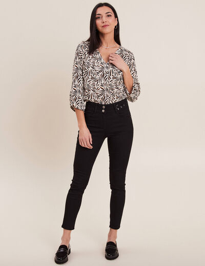 Blouse manches 3/4 noir femme