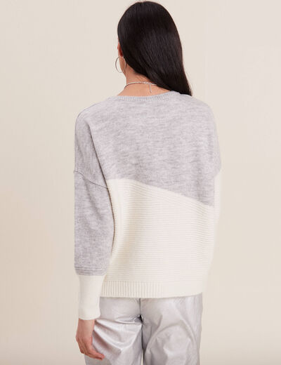 Pull manches longues gris femme