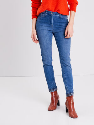 Jean ajuste avec ourlets denim stone femme