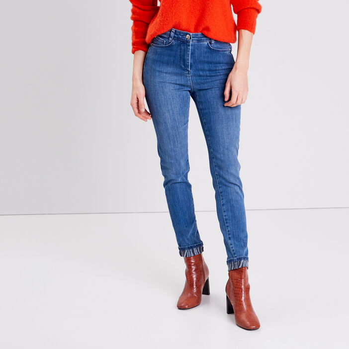 Jean ajusté avec ourlets denim stone femme
