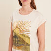 T-shirt manches courtes perles sable femme