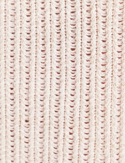 Pull ajour&eacute; col rond ecru femme