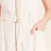 Robe droite courte col chemise beige femme