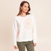 Pull droit col rond manches longues ecru femme