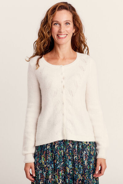 Gilet manches longues ecru femme