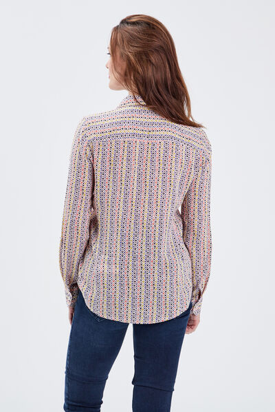 Chemise manches longues ecru femme